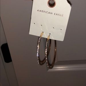 gold hoops with rhinestones